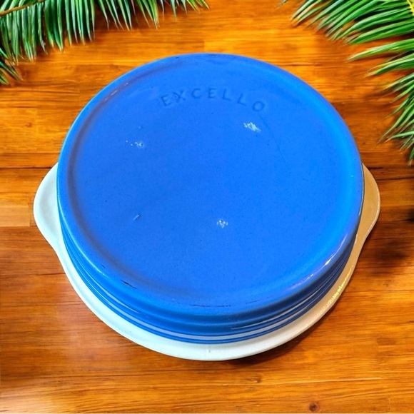 Vintage 1940s EXCELLO Ceramic Warming Baby Dish Blue & White with Musical Bears - Picture 11 of 14